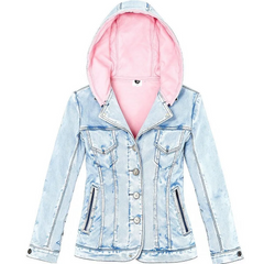 Etc Pink Hooded Denim Jacket