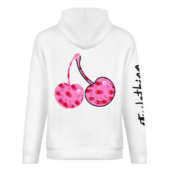 ETC Pink Cherries White Cotton Hoodie