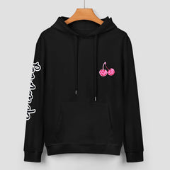 ETC Pink Cherries Black Cotton Hoodie