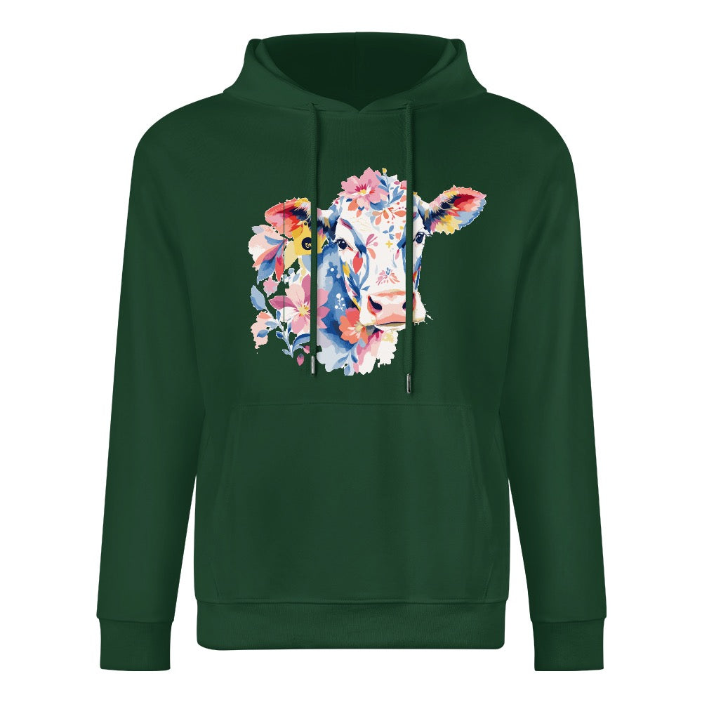 ETC Green Floral Cow Cotton Hoodie