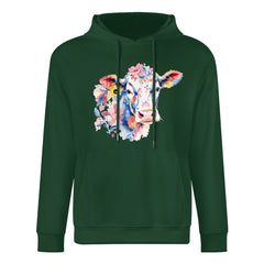 ETC Green Floral Cow Cotton Hoodie