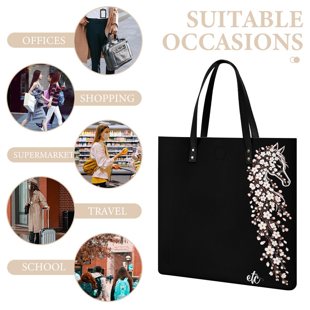 ETC Cherry Blossom Stencil PU Leather Tote