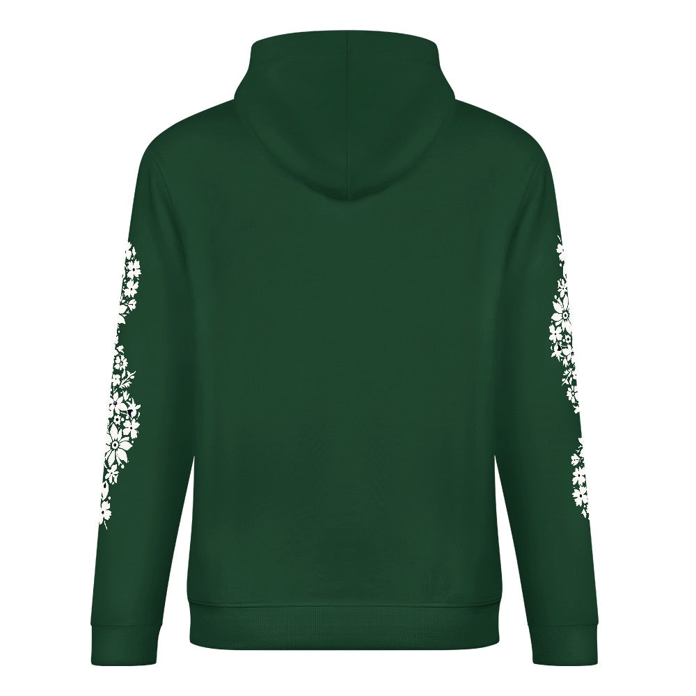 ETC Floral Dog Forest Green Cotton Hoodie