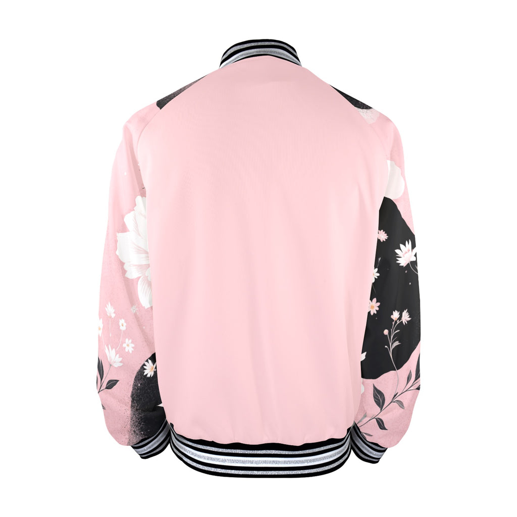ETC Pink Painted Floral Bomber Jacket