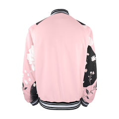 ETC Pink Painted Floral Bomber Jacket