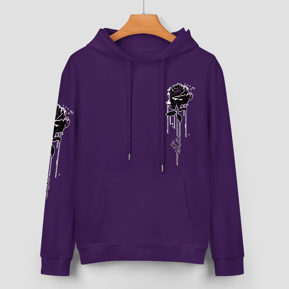 ETC Purple Dripping Rose Cotton Hoodie