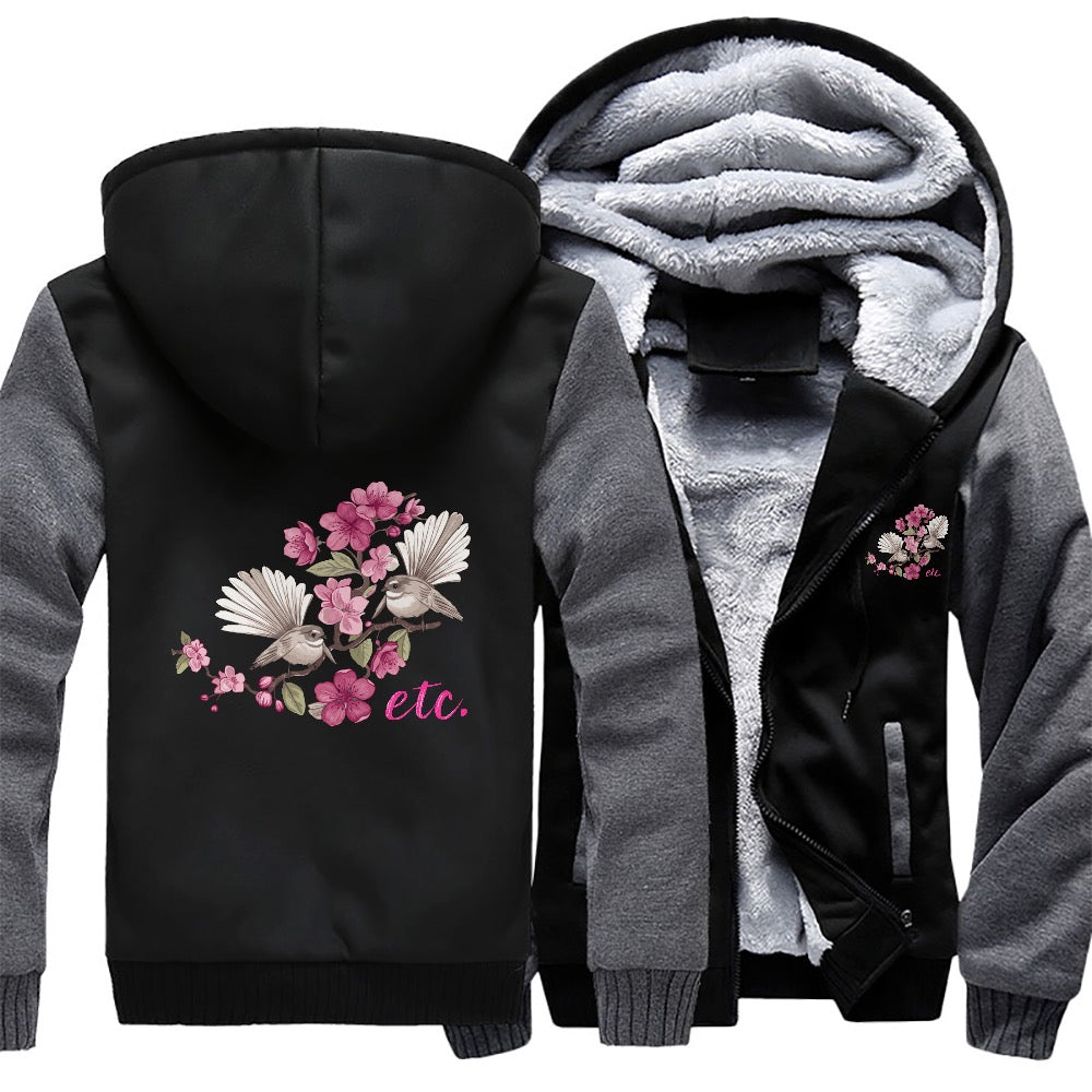 ETC Floral Fantail Sherpa Zip Up Jacket
