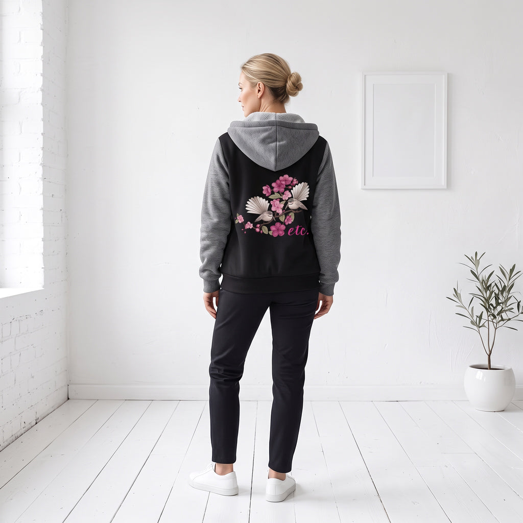 ETC Floral Fantail Sherpa Zip Up Jacket
