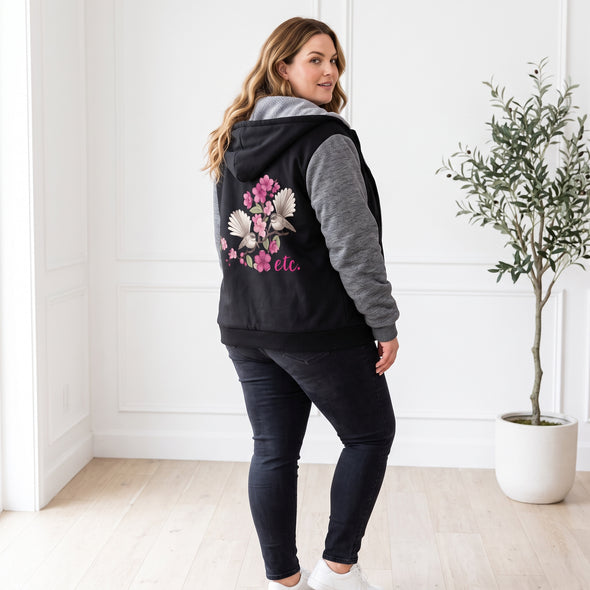 ETC Floral Fantail Sherpa Zip Up Jacket