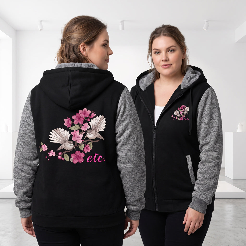 ETC Floral Fantail Sherpa Zip Up Jacket