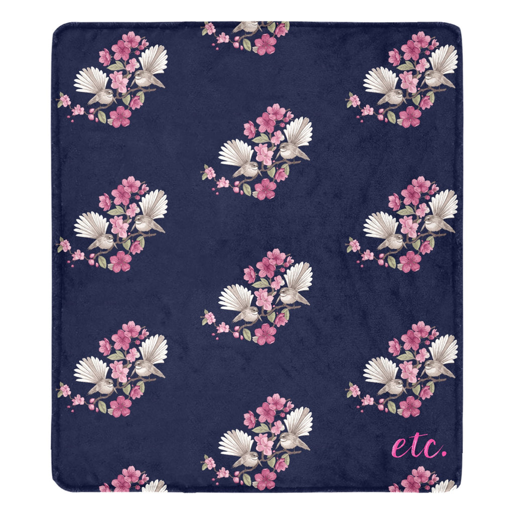 ETC Navy Floral Fantail Plus Blanket
