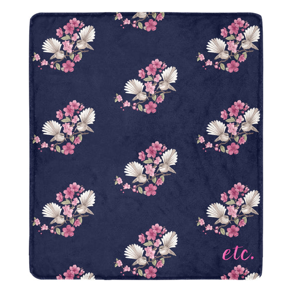 ETC Navy Floral Fantail Plus Blanket