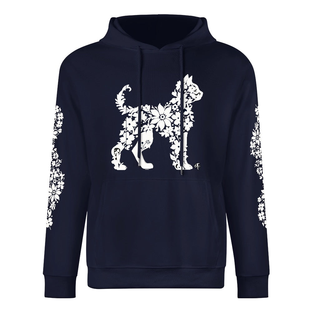 ETC Floral Cat Navy Cotton Hoodie
