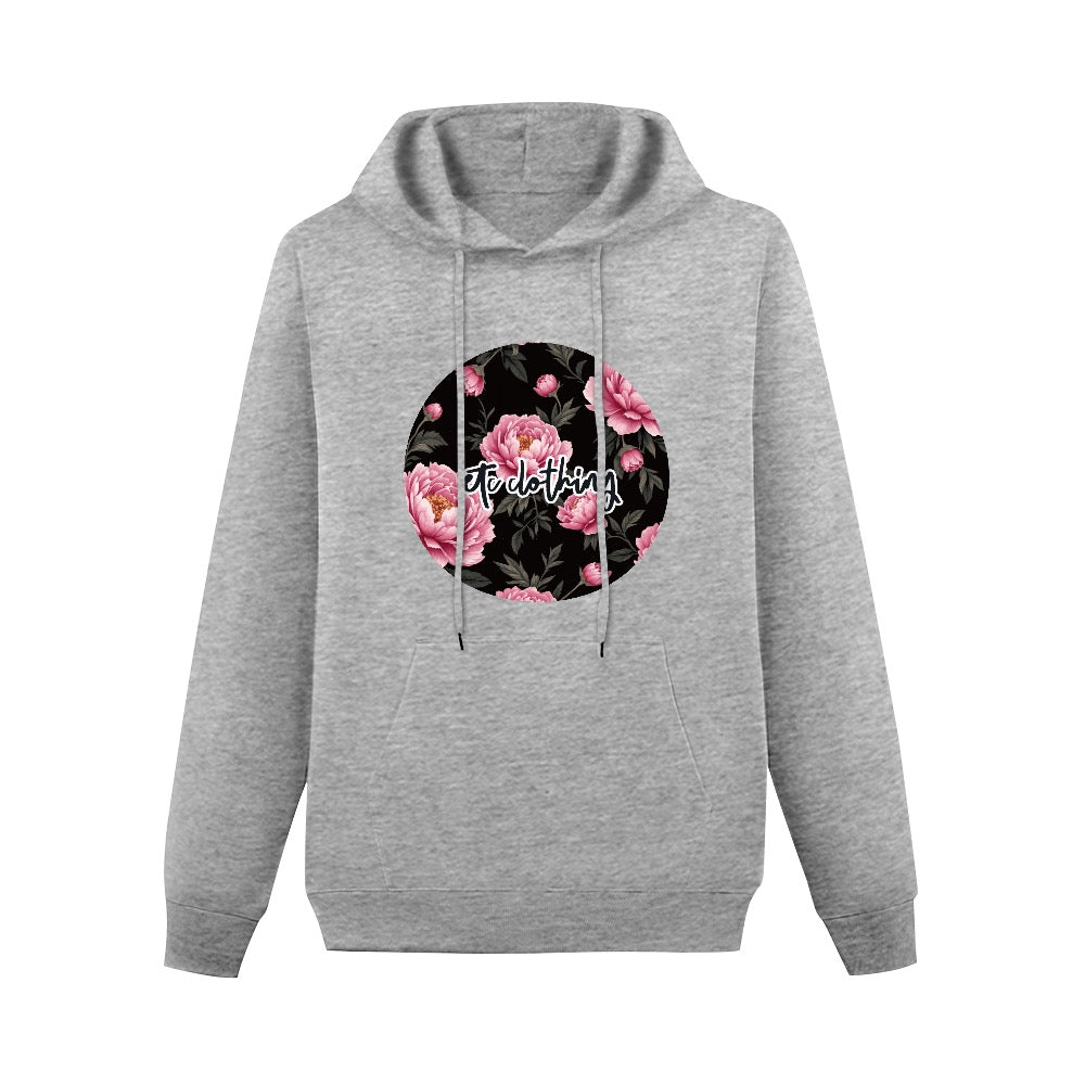 ETC Cotton Peonie Floral Fleece Grey Hoodie
