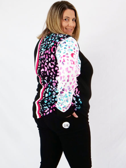 ETC Teal Leopard Fleece Crew