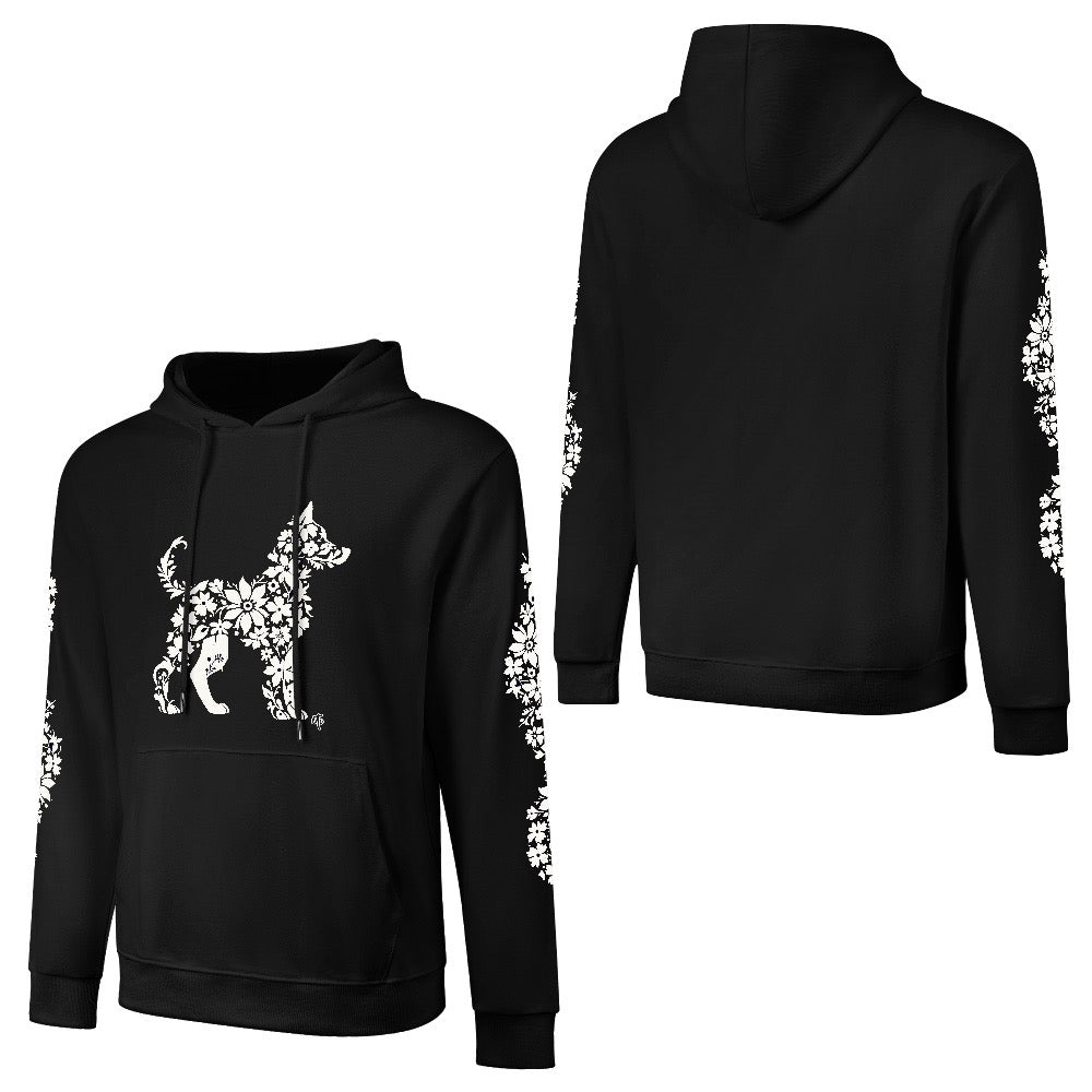ETC Floral Dog Black Cotton Hoodie