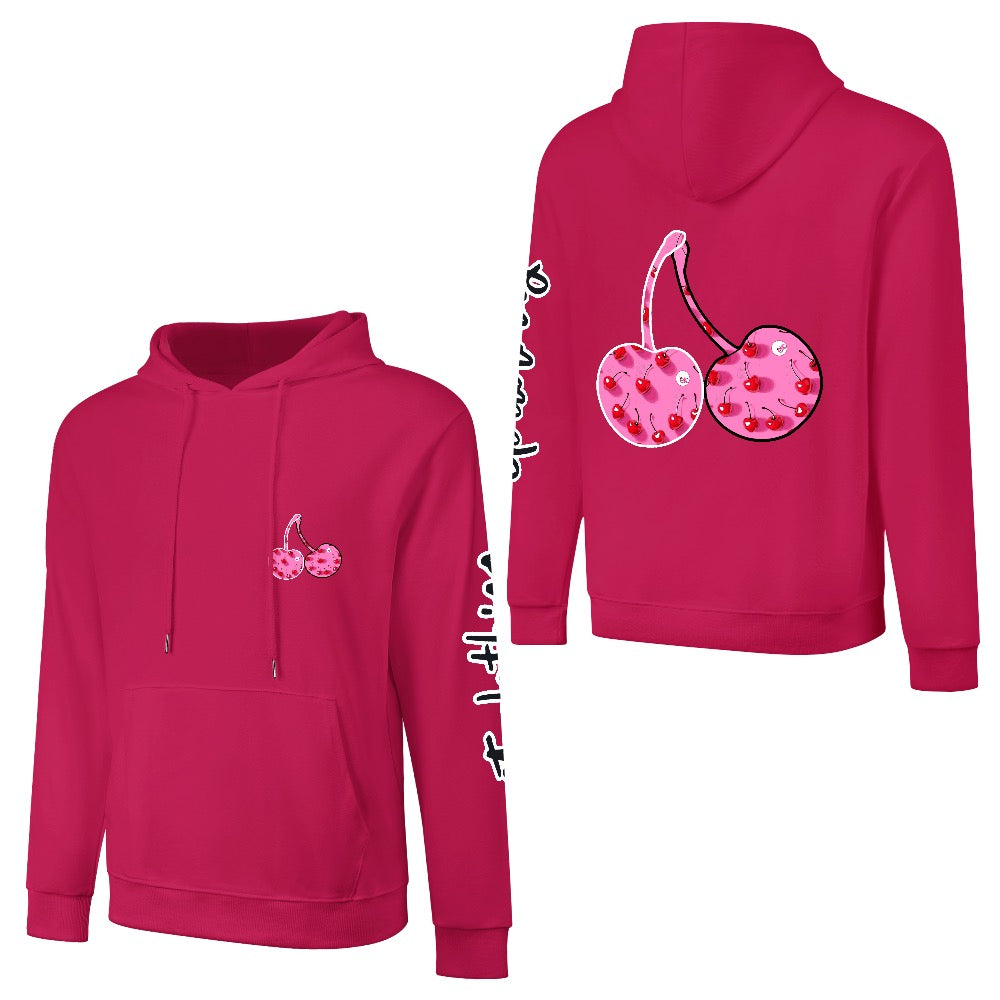 ETC Pink Cherries Dark Pink Cotton Hoodie