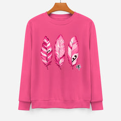 ETC Limited Edition Pink Feathers Cotton Crew