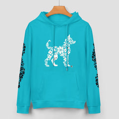 ETC Dog Floral Blue Cotton Hoodie