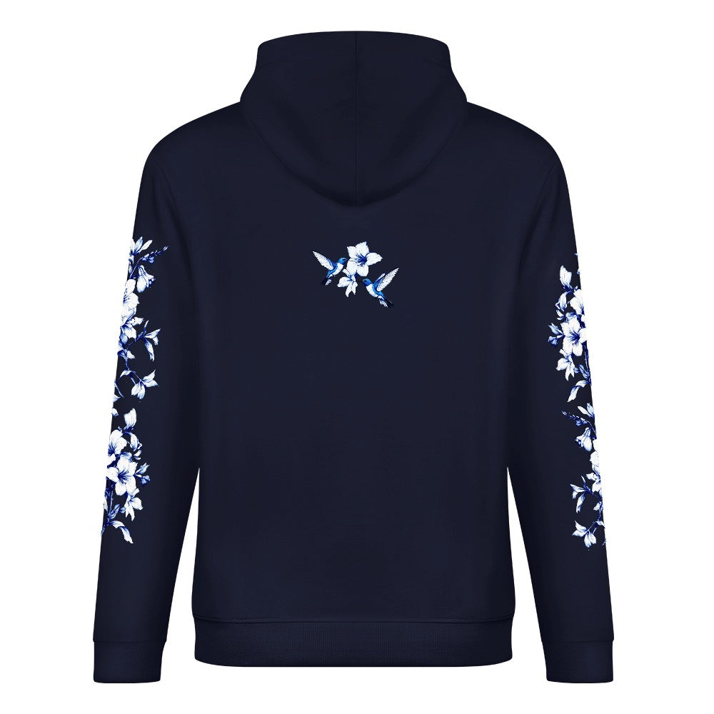 ETC Navy Hummingbird Silhouette Cotton Hoodie
