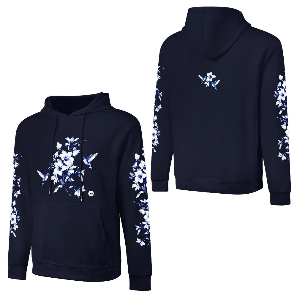 ETC Navy Hummingbird Silhouette Cotton Hoodie