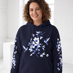 ETC Navy Hummingbird Silhouette Cotton Hoodie