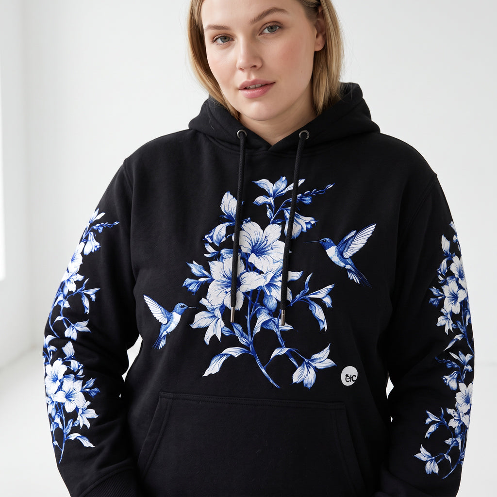 ETC Black Hummingbird Silhouette Cotton Hoodie