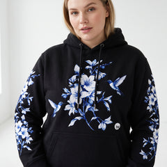 ETC Black Hummingbird Silhouette Cotton Hoodie