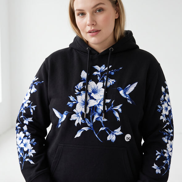 ETC Black Hummingbird Silhouette Cotton Hoodie