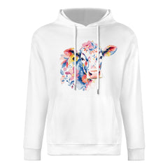 ETC White Floral Cow Cotton Hoodie