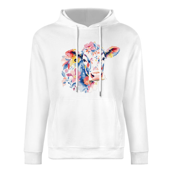 ETC White Floral Cow Cotton Hoodie