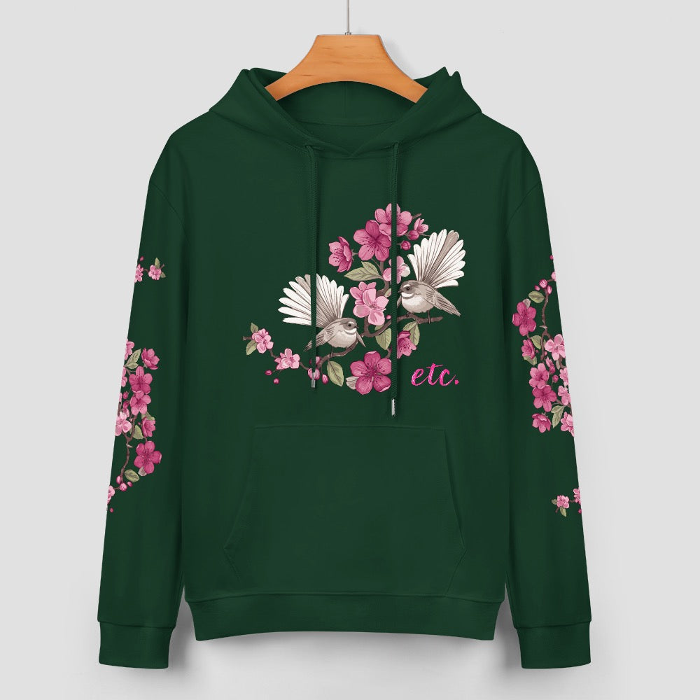 ETC Floral Fantail Cotton Forest Green Hoodie