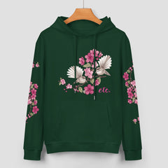 ETC Floral Fantail Cotton Forest Green Hoodie