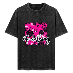 ETC Hot Pink Floral Noir Square Logo Vintage Wash Tee