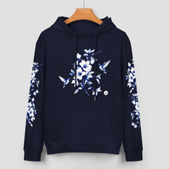 ETC Navy Hummingbird Silhouette Cotton Hoodie