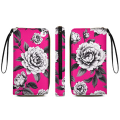 ETC Hot Pink Monochrome Floral PU Leather