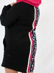 ETC Teal Leopard Hooded Fleece Dress