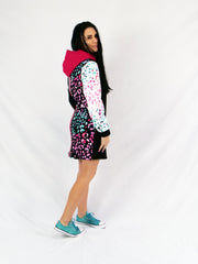 ETC Teal Leopard Hooded Fleece Dress