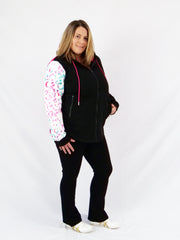 ETC Teal Leopard Zip Up Hoodie