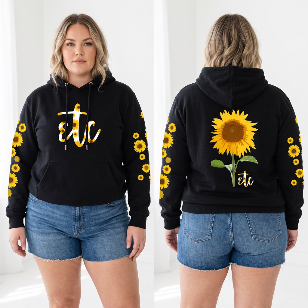 ETC Sunflower Cotton Black Hoodie