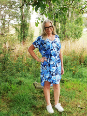 Vintage Navy Floral Chiffon Dress