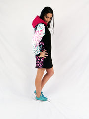 ETC Teal Leopard Hooded Fleece Dress