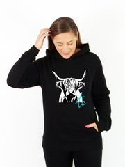 Highland Cow B & W Hoodie