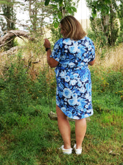 Vintage Navy Floral Chiffon Dress