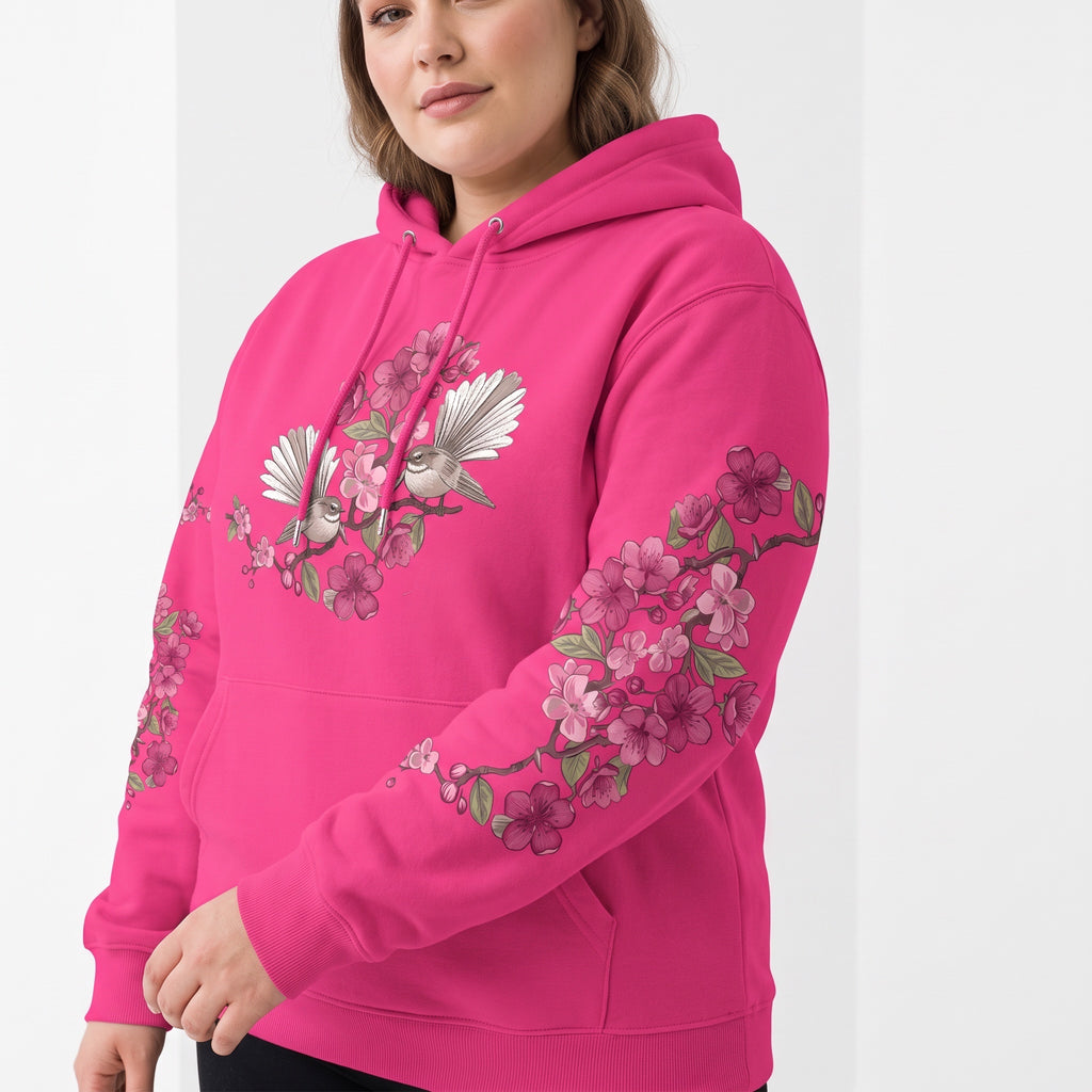 ETC Floral Fantail Hot Pink Cotton Hoodie