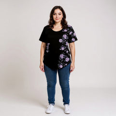 ETC spring fleurs violettes tee
