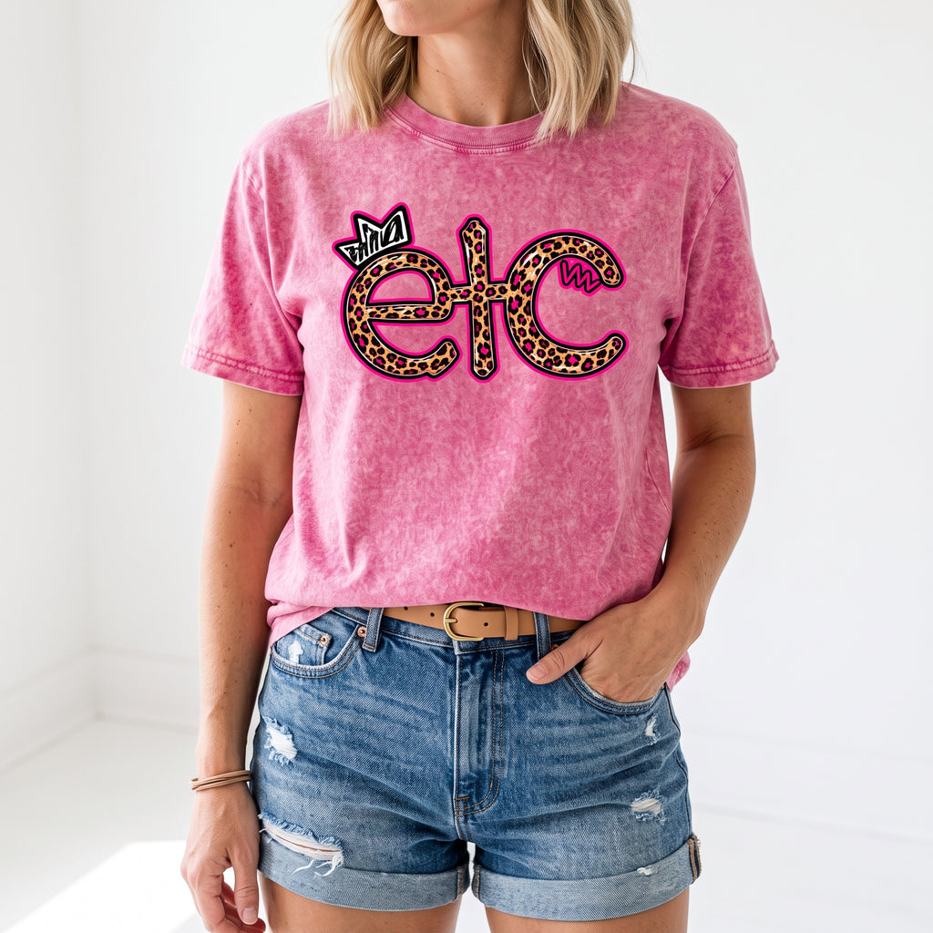 ETC Leopard Print Vintage Tee - Pink
