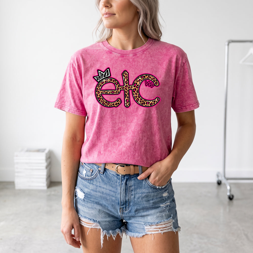 ETC Leopard Print Vintage Tee - Pink