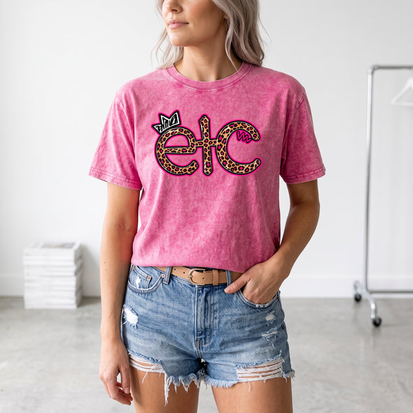 ETC Leopard Print Vintage Tee - Pink