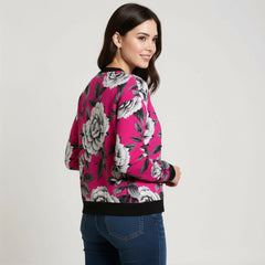 ETC Hot Pink Monochrome Floral Cardigan